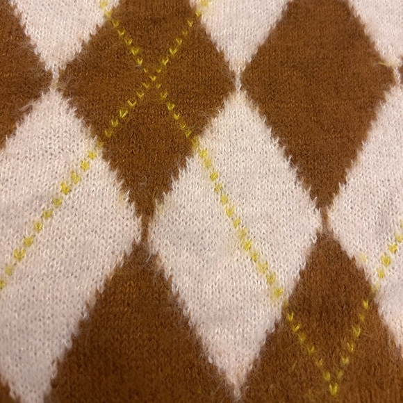Free People Through the Motions argyle pattern sweater vest, brown cream size xs - Picture 6 of 11